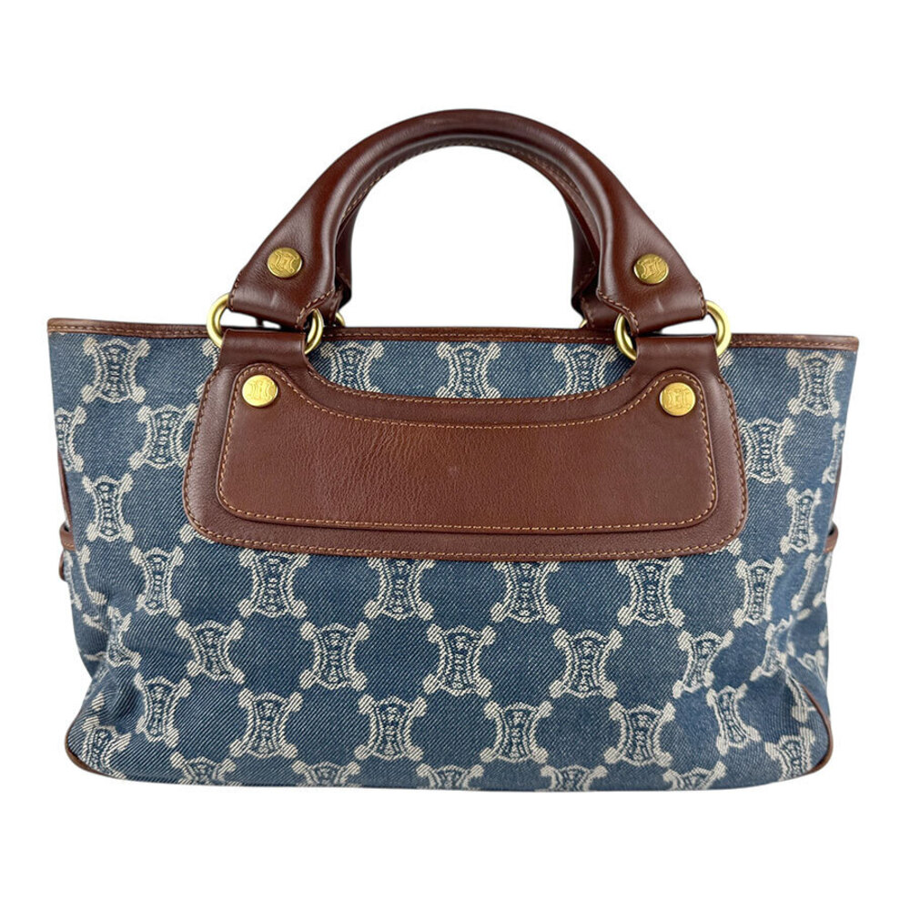 Celine handbag Paris Macadam denim leather brown blue